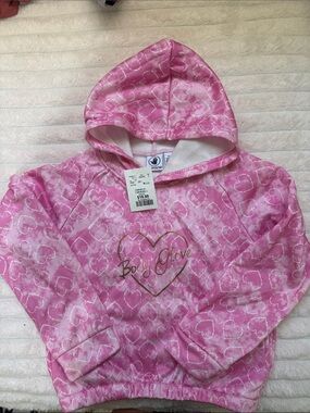 Body Glove Pink Heart Print Hooded Sweatshirt